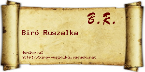 Biró Ruszalka névjegykártya